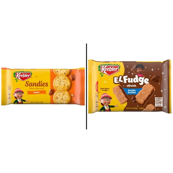 Keebler Sandies Pecan Shortbread Cookies 11.42 oz & Keebler Double Stuffed E.L. Fudge Elfwich Cookies 13.39 oz