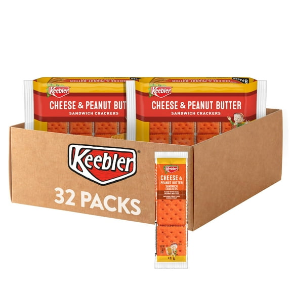 Keebler Sandwich Crackers, Lunch BCF26 Snacks, Cheese and Peanut Butter ...