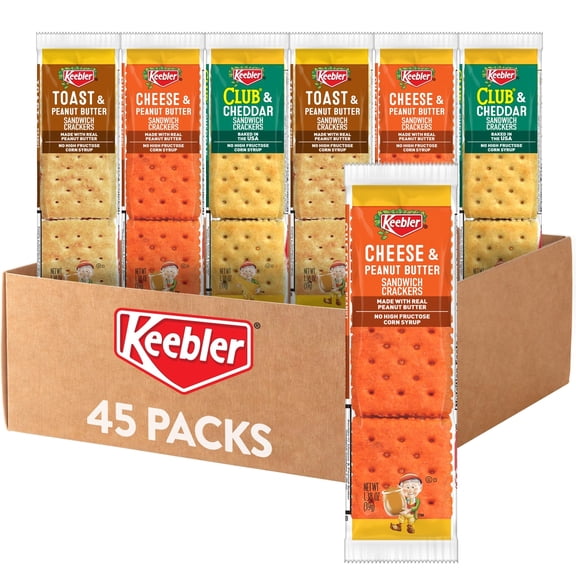 Keebler Sandwich Crackers, Lunch Snacks, Variety Pack (45 Packs)