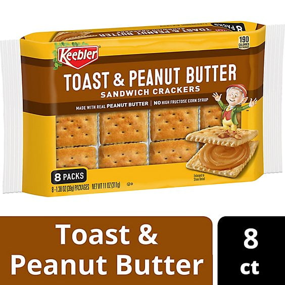 Keebler Sandwich Crackers Toast and Peanut Butter Single Serve Snack Crackers 8 Count - 11 Oz
