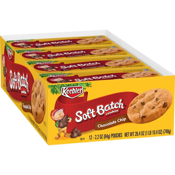 Keebler Soft Batch Chocolate Chip Cookies, 2.2 Oz., 12 Count (Pack of 5)
