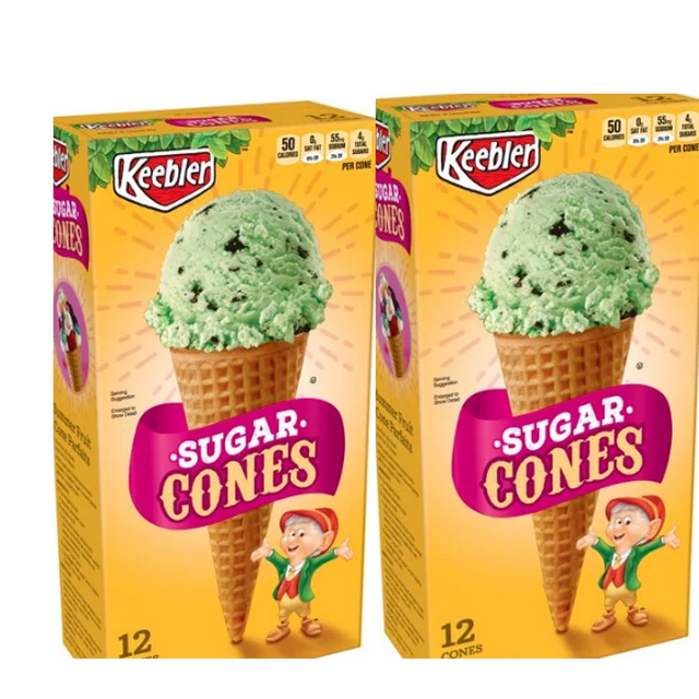 Keebler Sugar Cones Original Icecream Cone 4 oz box pack of 2