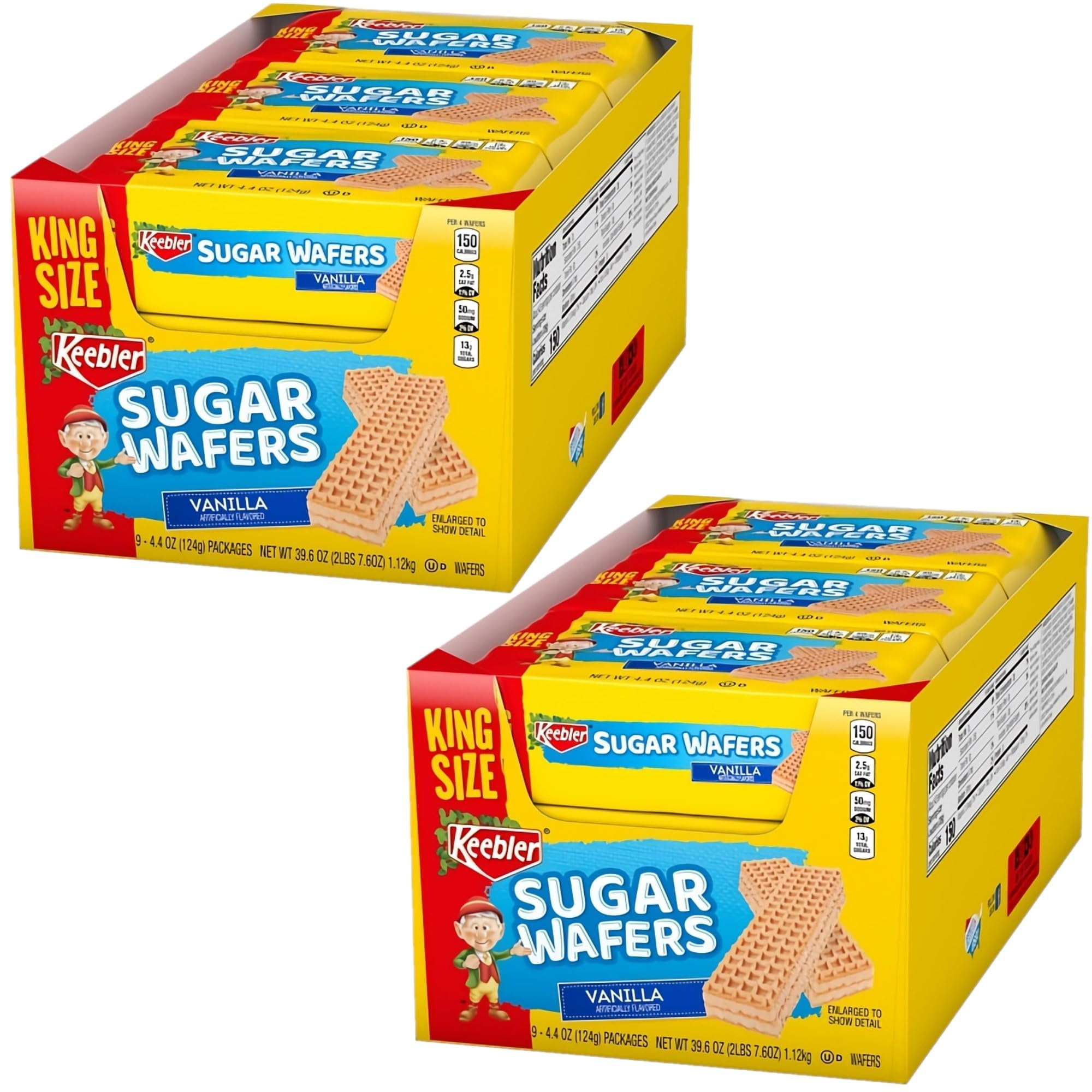 Keebler Individual Vanilla Sugar Wafers, King Size 4.40oz 9 Count