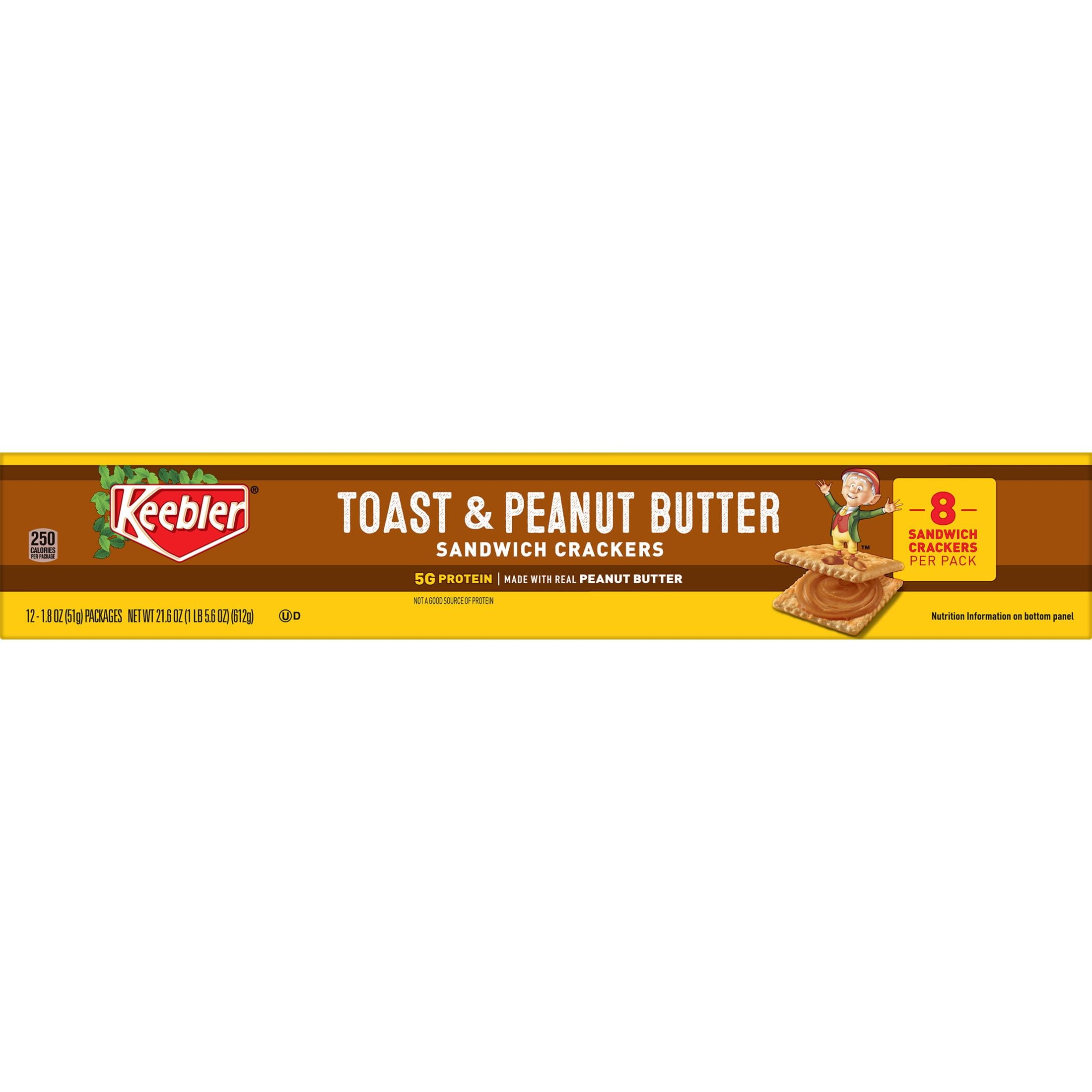 Keebler Toast and Peanut Butter Sandwich Crackers, 21.6 oz, 12 Count