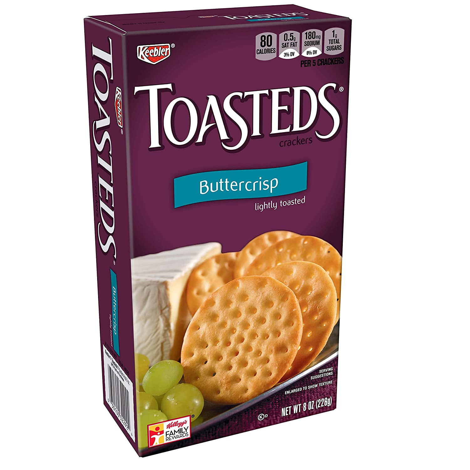 Keebler, Toasteds, Crackers, Buttercrisp, 8 oz(Pack of 6)