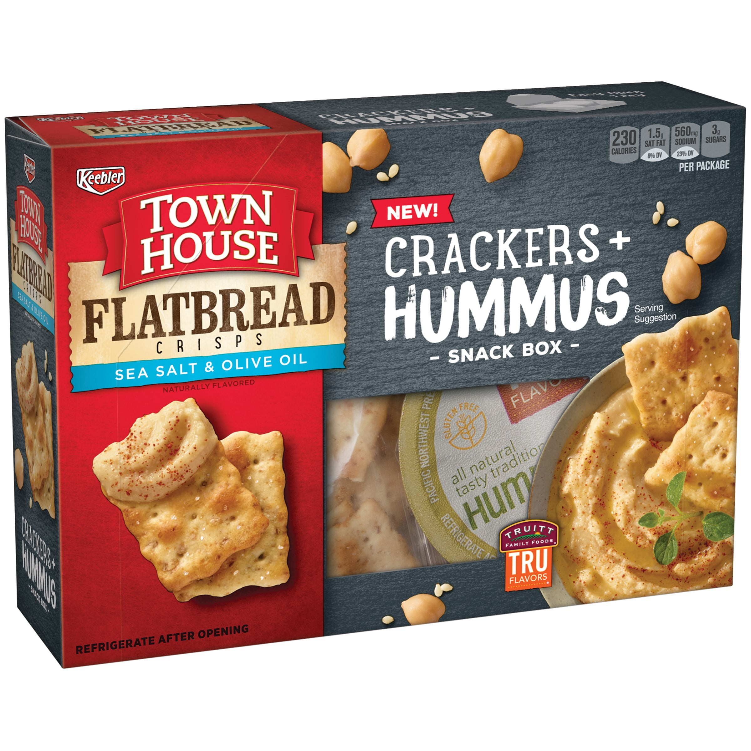 Keebler Town House Flatbread Crisps Sea Salt & Olive Oil Hummus Snack