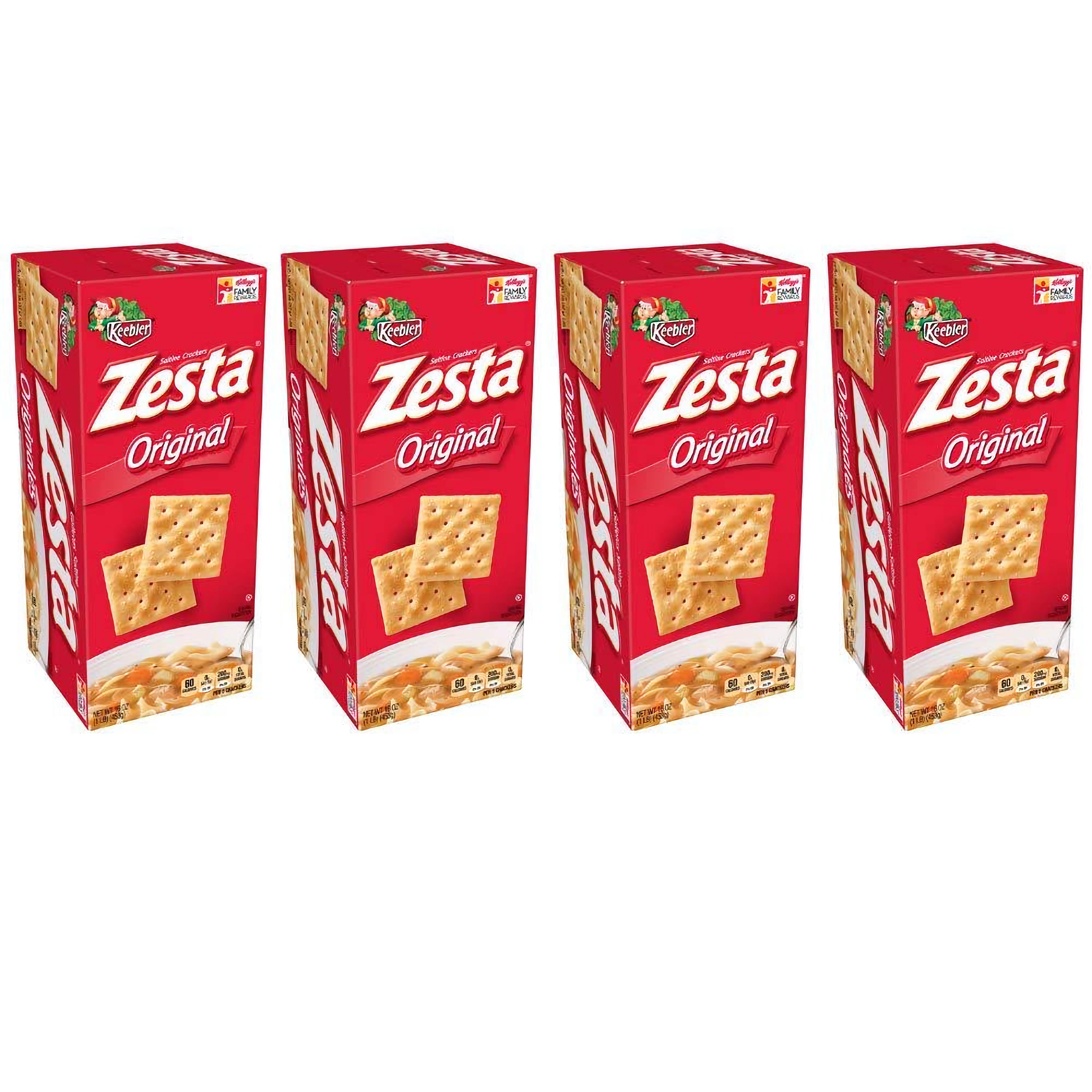 Keebler Zesta Original Saltine Snack Crackers 16 Oz Pack of 4