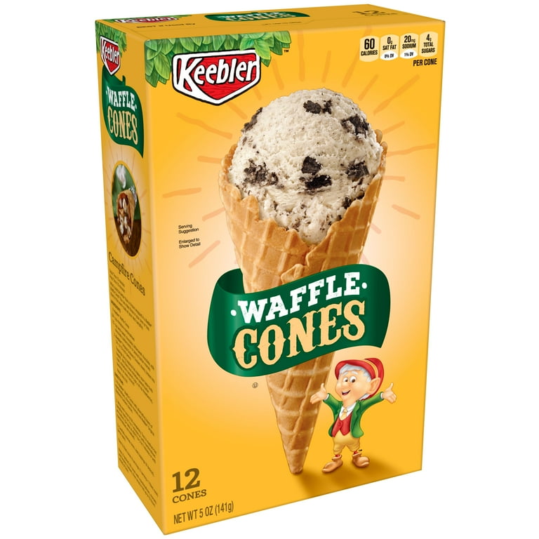 Keebler Waffle Cones, Ice Cream Sundae Snack, Sugar Enriched, 12