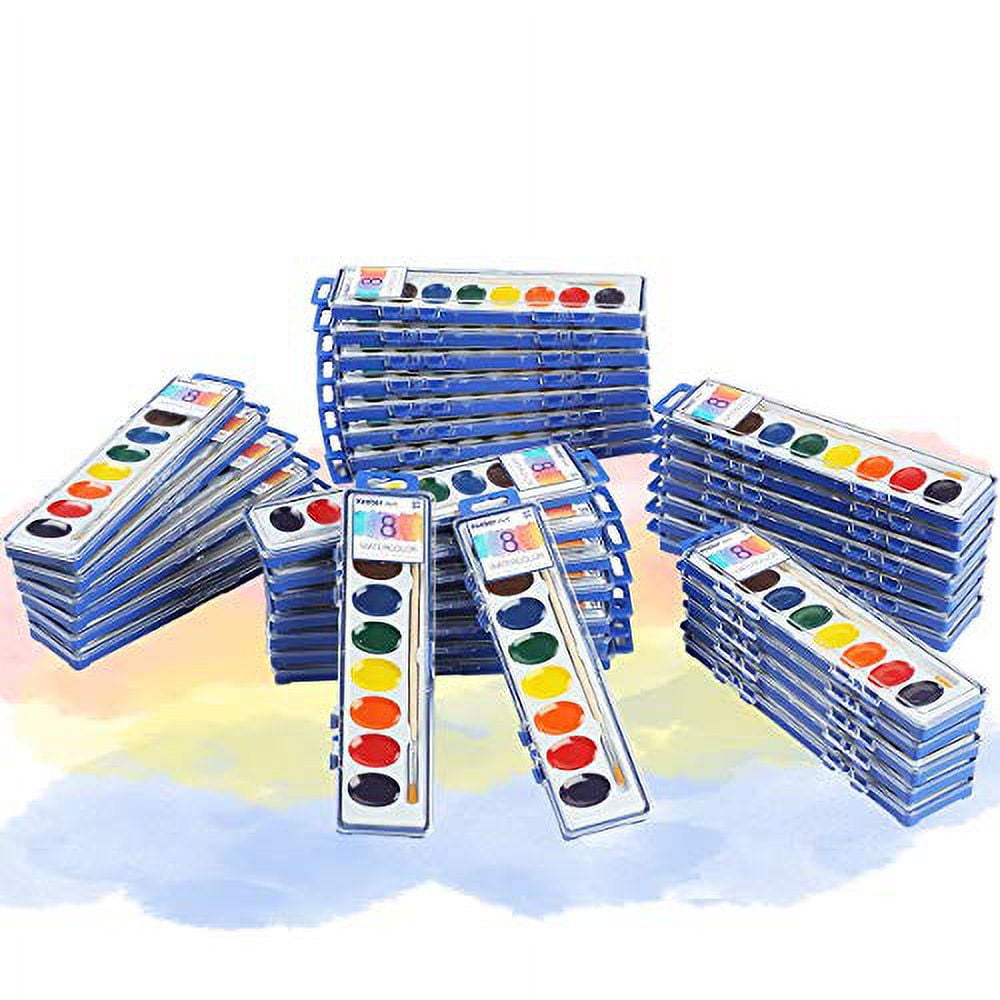 Keebor Basic 8-Colors Washable Watercolor Paint Bulk Set Of 36 With Wood  Brushes