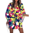 thumbnail image 1 of Keeccty Boho Printed Batwing Sleeve Mini Shirt Dress Women,S-3XL, 1 of 2