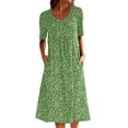 thumbnail image 1 of Keeccty Ditsy Floral Knee-Length Short Sleeve Pockets T Shirt Dress Women,S-5XL, 1 of 2