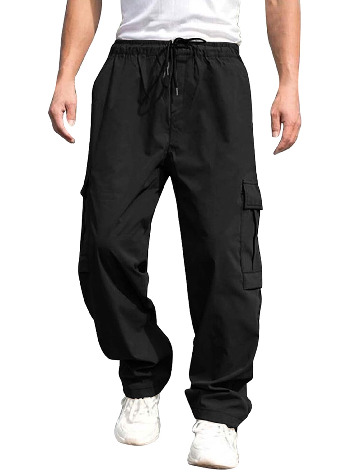 Men's new sports pants, loose legged, multi-pocket casual trousers