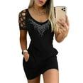 thumbnail image 1 of Keeccty Rhinestone Mini Pockets T Shirt Dress Women,S-2XL, 1 of 7