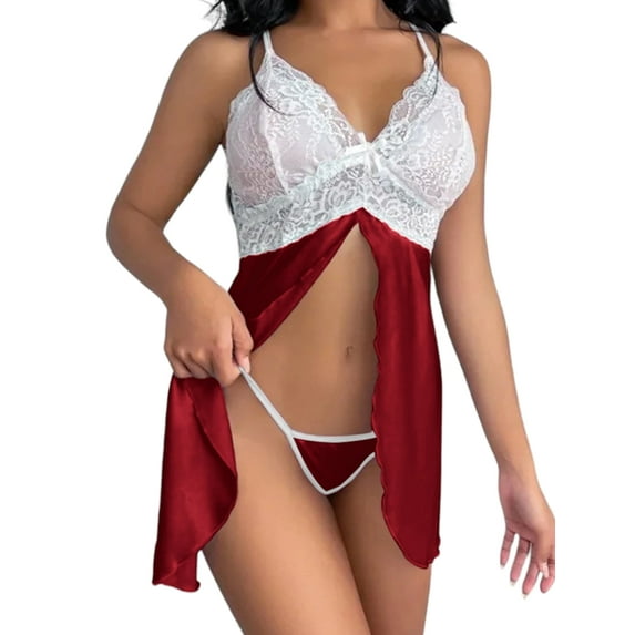 Keeccty Women Babydoll Lingerie See-Through Lace Mesh Sexy Nightgown