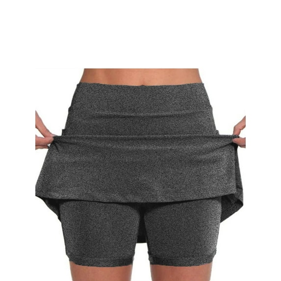 Keeccty Women Basic Mid Rise Athletic Lining Skort with Pockets