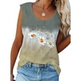 Keeccty Women Casual Floral Print Crew Neck Sleeveless Vest Sun Top