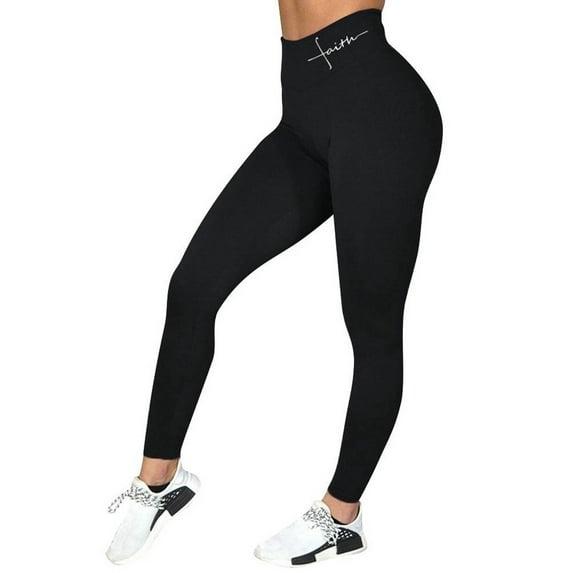 Keeccty Women Elastic Solid Sporty Full-length High Waist Leggings