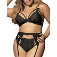 thumbnail image 1 of Keeccty Women Plus Size Lace Sexy Underwear Floral Solid 3PCs Lingerie Set, 1 of 3