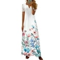 thumbnail image 1 of Keeccty Women Short Sleeve Button V-Neck Classic Floral Print Lace Splice Midi Dress, 1 of 4
