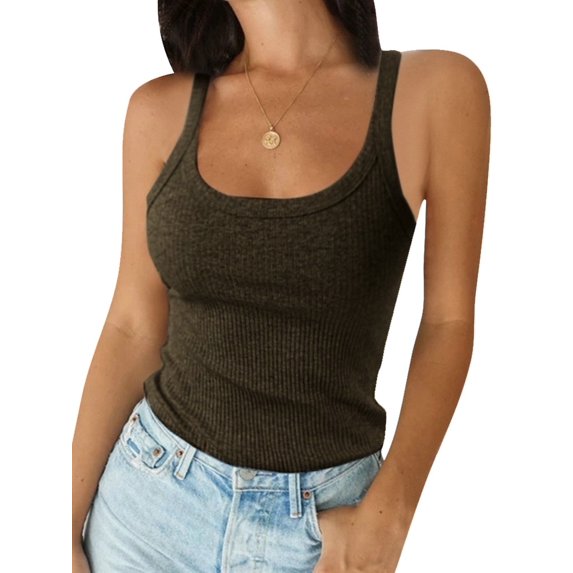 Keeccty Women's I-shaped Solid Color Sleeveless Vest