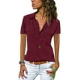 thumbnail image 1 of Keeccty Women's Lapel Collar Short Sleeved Shirt Top, 1 of 3