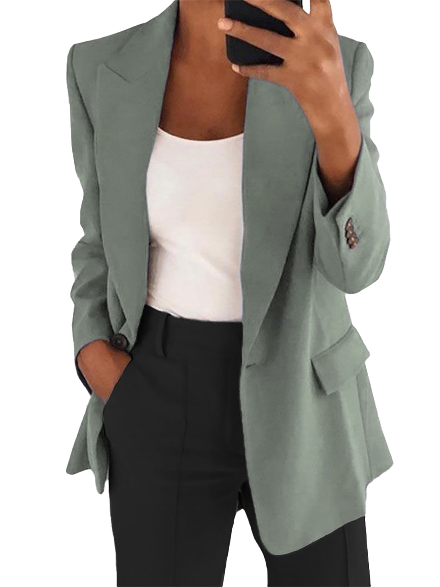 Keeccty Women s Pure Color Thin OL Suit Jacket Walmart