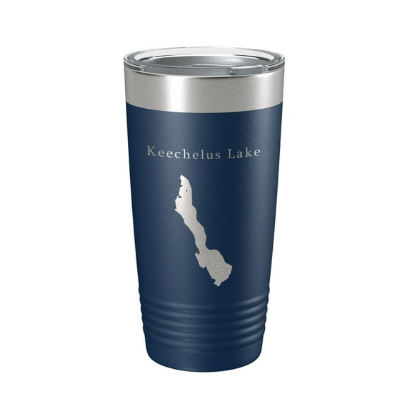 Keechelus Lake Map Tumbler Travel Mug Insulated Laser Engraved Coffee Cup Washington 20 oz Navy Blue