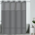 thumbnail image 1 of Hookless Escape Shower Curtain, 3-in-1 Shower Curtain with Sheer Top Window, Flex-on Rings & Fabric Liner, 71 In Wide x 74 In Long, Graphite, 1 of 7