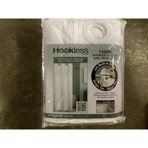 Keeco Hookless Microfiber Shower Curtain White