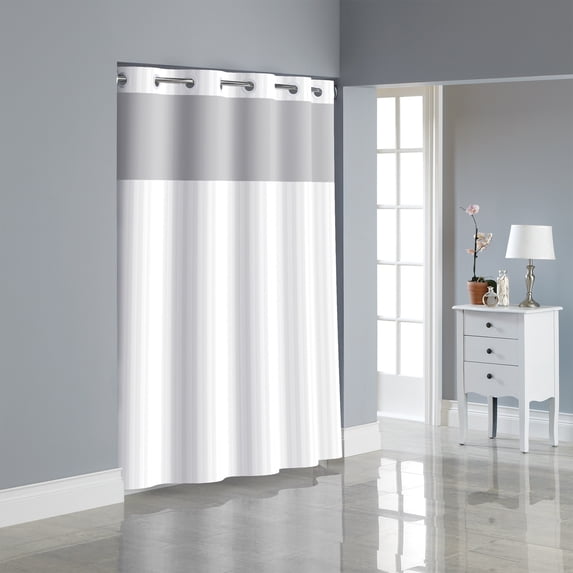 Keeco Hookless Satin Stripe Shower Curtain