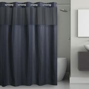 Hookless Waffle Shower Curtain, 3-in-1 Shower Curtain with Sheer Top Window, Flex-on Rings & Fabric Liner, 71 In Wide x 74 In Long, Navy