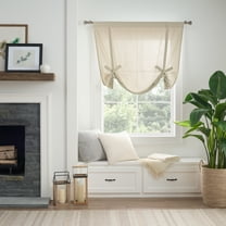 Mercantile Drop Cloth Tie-Up Shade, Rod Pocket Farmhouse Shades, 63 in Long x 42 in Wide, Linen