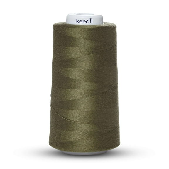 Keedil® All Purpose 2-Ply 40 Weight Polyester 3000 Yard Serger Thread For Sewing, Crafts, Upholstery, & More - Army Green (3000 Yards, 1 Spool)