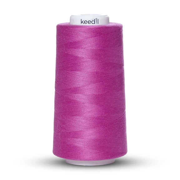 Keedil® All Purpose 2-Ply 40 Weight Polyester 3000 Yard Serger Thread For Sewing, Crafts, Upholstery, & More - Magenta (3000 Yards, 1 Spool)