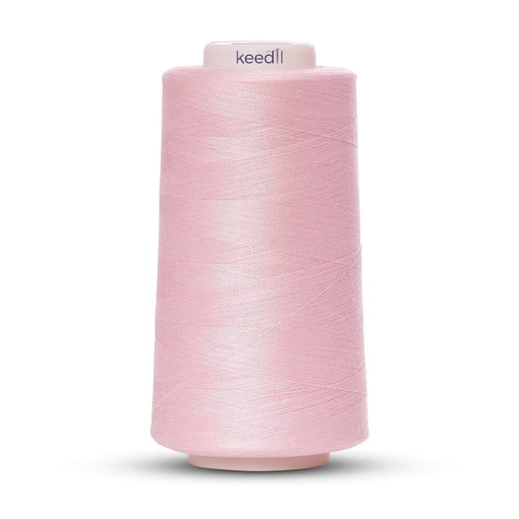 Keedil® All Purpose 2-Ply 40 Weight Polyester 3000 Yard Serger Thread For Sewing, Crafts, Upholstery, & More - Pink (3000 Yards, 12 Spools)