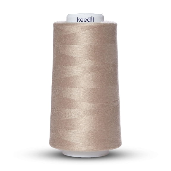 Keedil® All Purpose 2-Ply 40 Weight Polyester 3000 Yard Serger Thread For Sewing, Crafts, Upholstery, & More - Sand (3000 Yards, 1 Spool)