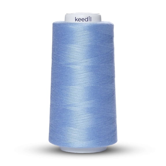 Keedil® All Purpose 2-Ply 40 Weight Polyester 3000 Yard Serger Thread For Sewing, Crafts, Upholstery, & More - Sky Blue (3000 Yards, 1 Spool)