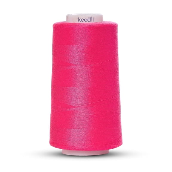 Keedil All Purpose Polyester Serger Sewing Thread - 3000 Yard Spool Hot Pink