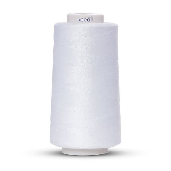 Keedil All Purpose Polyester Serger Sewing Thread - 3000 Yard Spool White