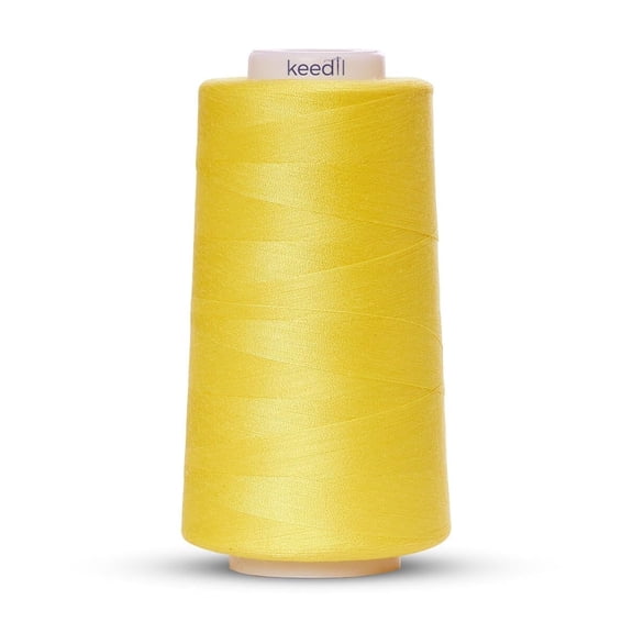 Keedil All Purpose Polyester Serger Sewing Thread - 3000 Yard Spool Yellow