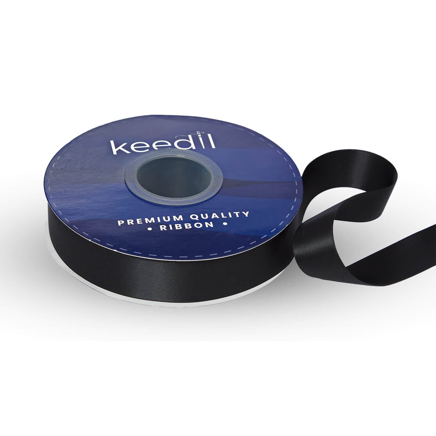 Keedil® Double-Face Satin Polyester Ribbon For Gift Wrapping, Bows, Sewing, Crafting, Hair Accessories, & Décor (1" - Black, 25 Yards)