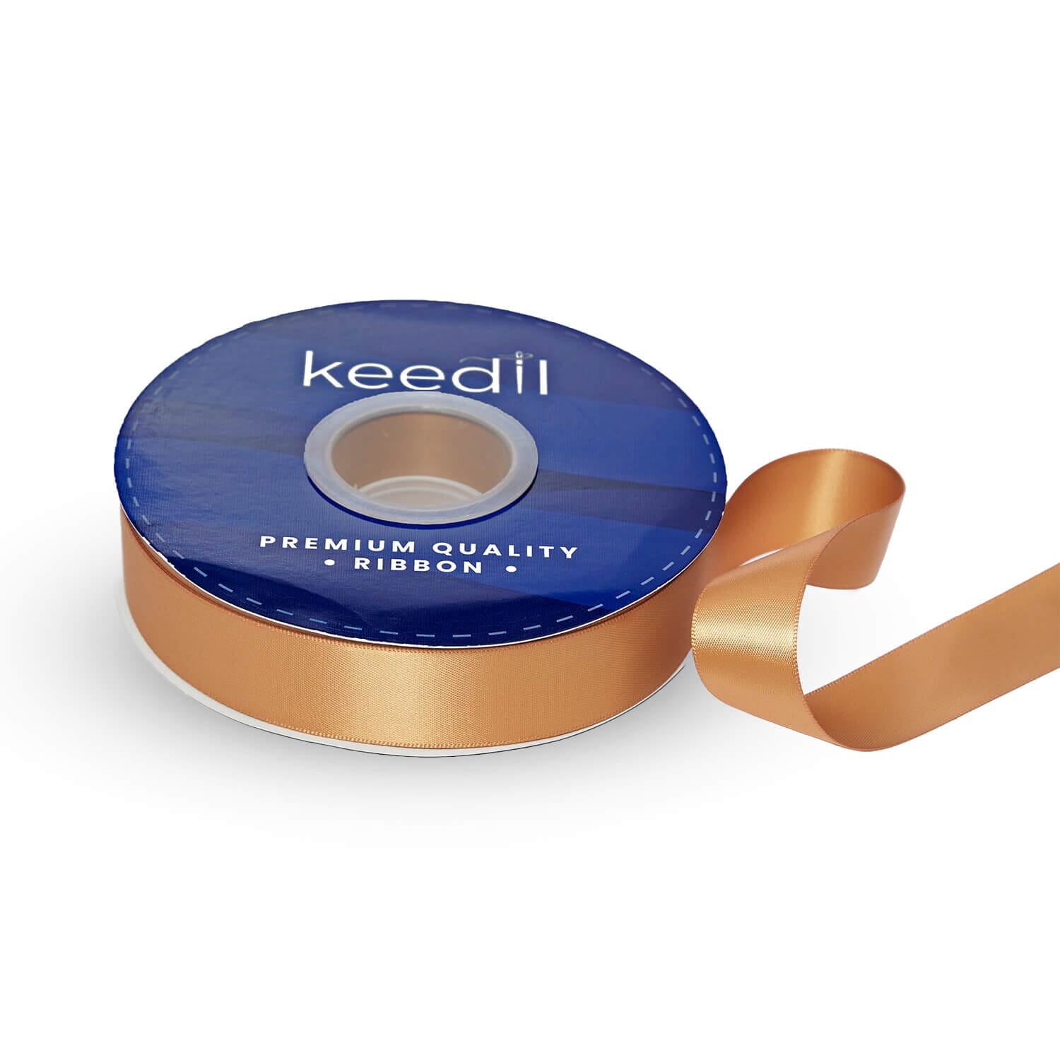 Keedil® Double-Face Satin Polyester Ribbon For Gift Wrapping, Bows, Sewing, Crafting, Hair Accessories, & Décor (1" - Gold, 25 Yards)