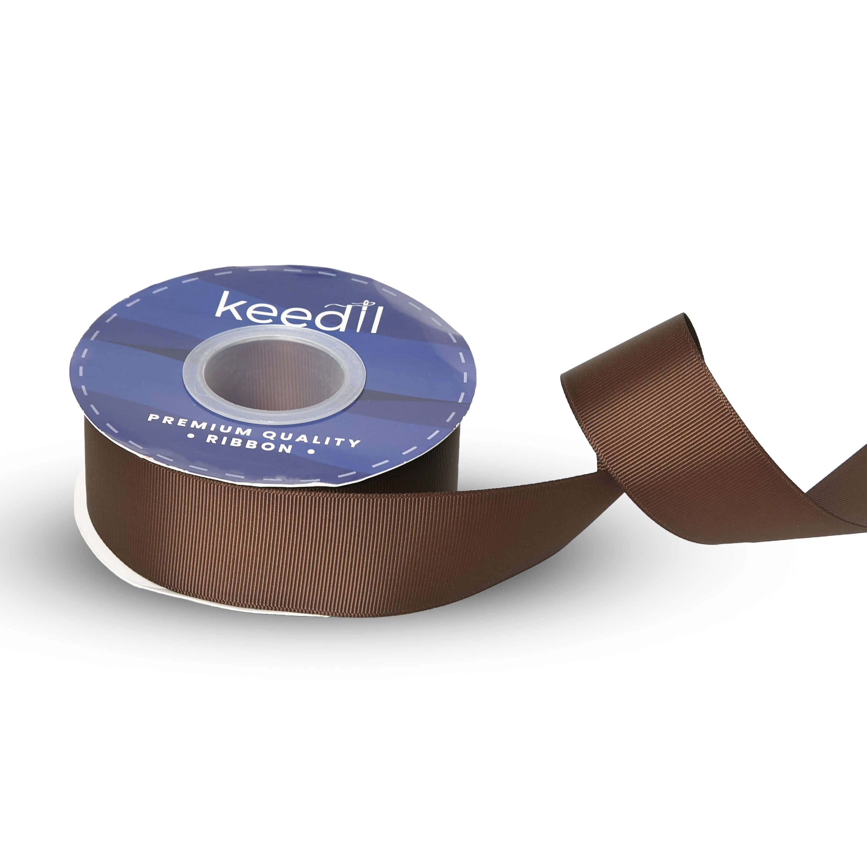Keedil® Grosgrain Taffeta Polyester Ribbon For Gift Wrapping, Bows, Sewing, Crafting, Hair Accessories, & Décor (1.5") - Brown (25 Yards)
