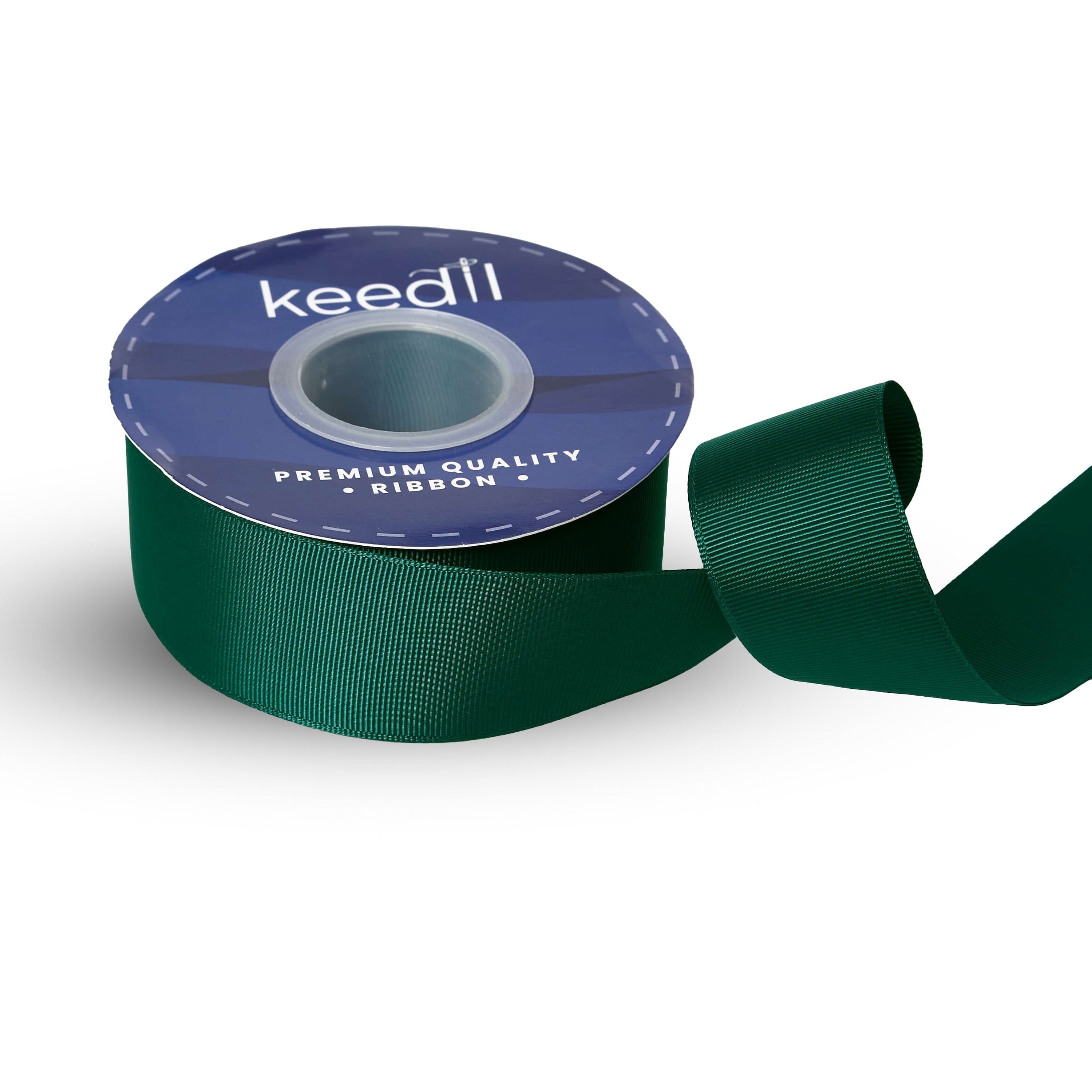 Keedil® Grosgrain Taffeta Polyester Ribbon For Gift Wrapping, Bows, Sewing, Crafting, Hair Accessories, & Décor (1.5") - Forest Green (50 Yards)