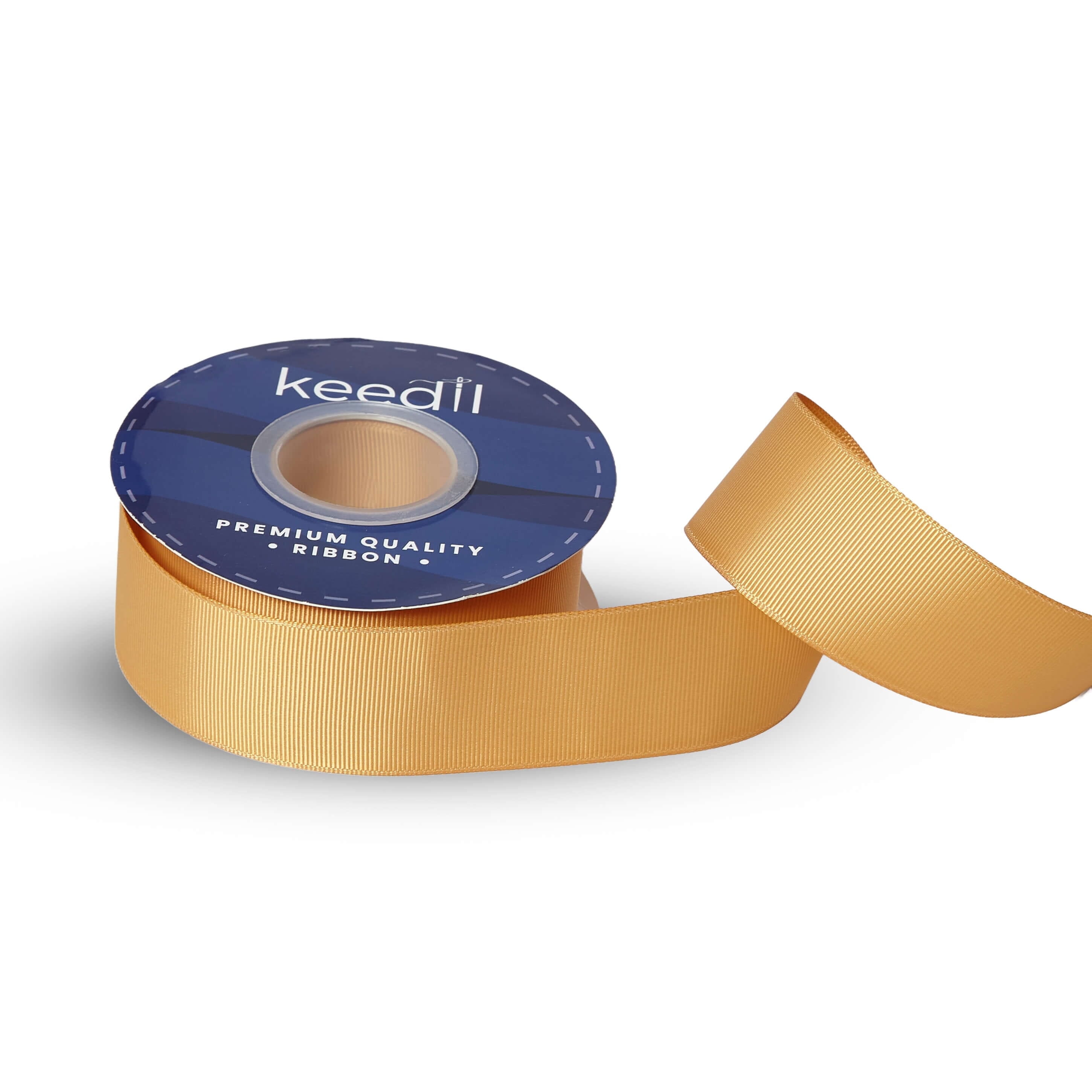 Keedil® Grosgrain Taffeta Polyester Ribbon For Gift Wrapping, Bows, Sewing, Crafting, Hair Accessories, & Décor (1.5") - Gold (25 Yards)