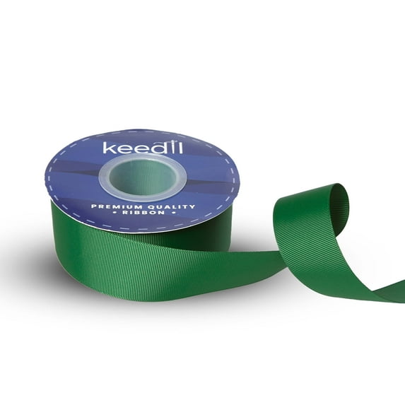 Keedil® Grosgrain Taffeta Polyester Ribbon For Gift Wrapping, Bows, Sewing, Crafting, Hair Accessories, & Décor (1.5") - Hunter Green (50 Yards)