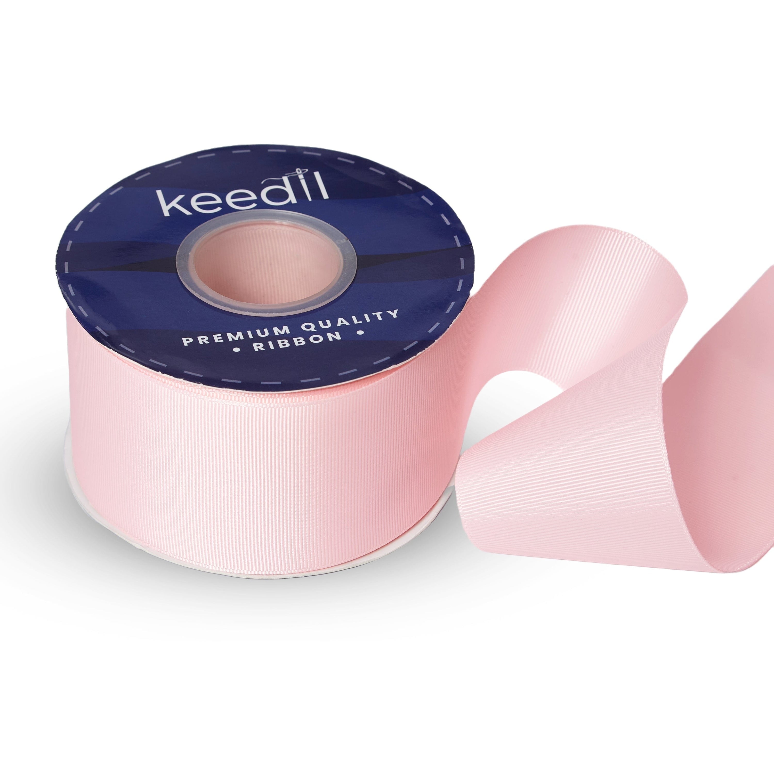 Keedil® Grosgrain Taffeta Polyester Ribbon For Gift Wrapping, Bows, Sewing, Crafting, Hair Accessories, & Décor (2.25") - Baby Pink (25 Yards)