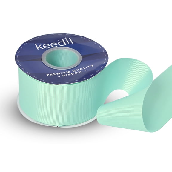 Keedil Grosgrain Taffeta Polyester Ribbon For Gift Wrapping, Bows, Sewing, Crafting, Hair Accessories, & Décor - (Aqua Green, 2.25 Inches Wide, 25 Yards, 3 Pack)