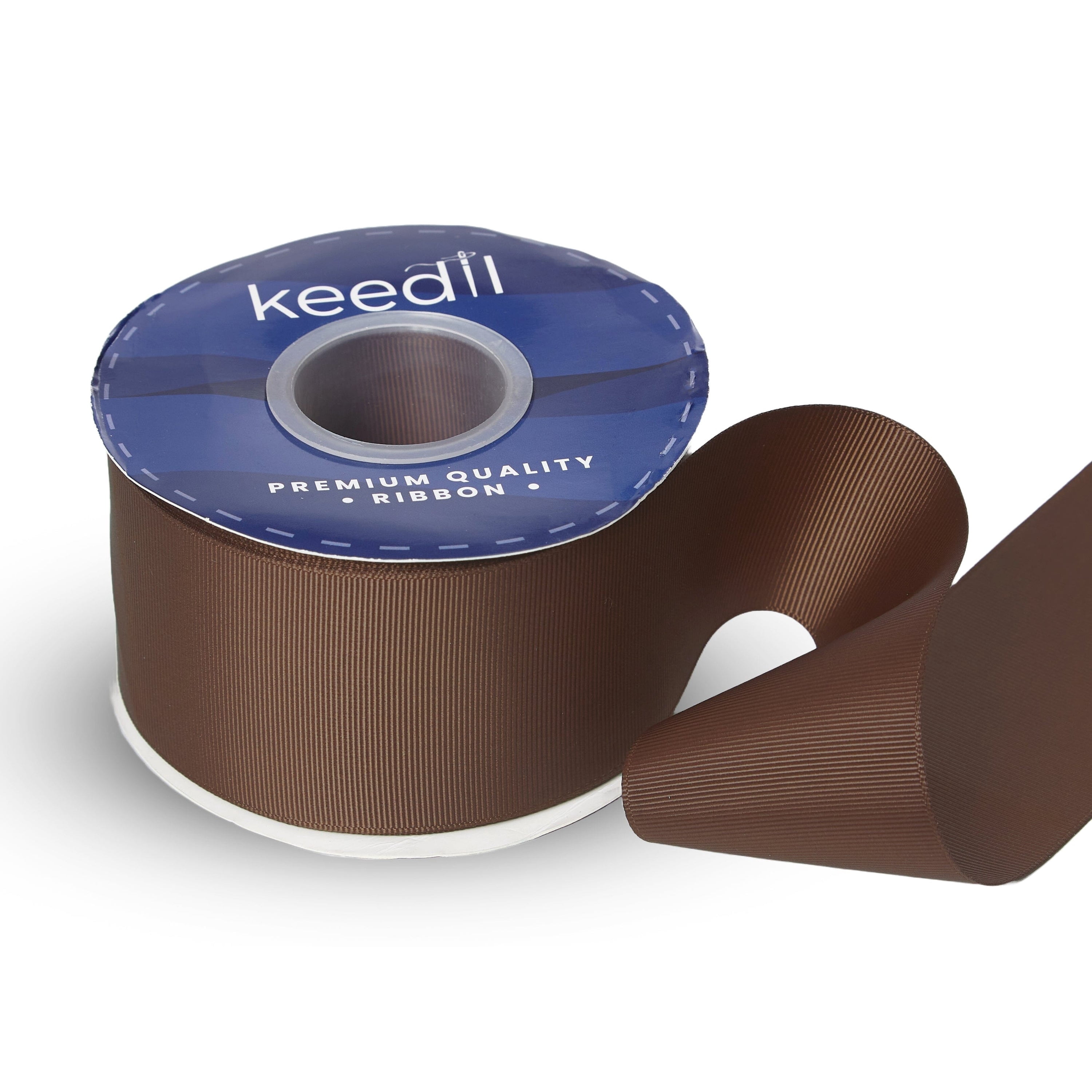 Keedil® Grosgrain Taffeta Polyester Ribbon For Gift Wrapping, Bows, Sewing, Crafting, Hair Accessories, & Décor - (Brown, 2.25 Inches Wide, 50 Yards, 3 Pack)
