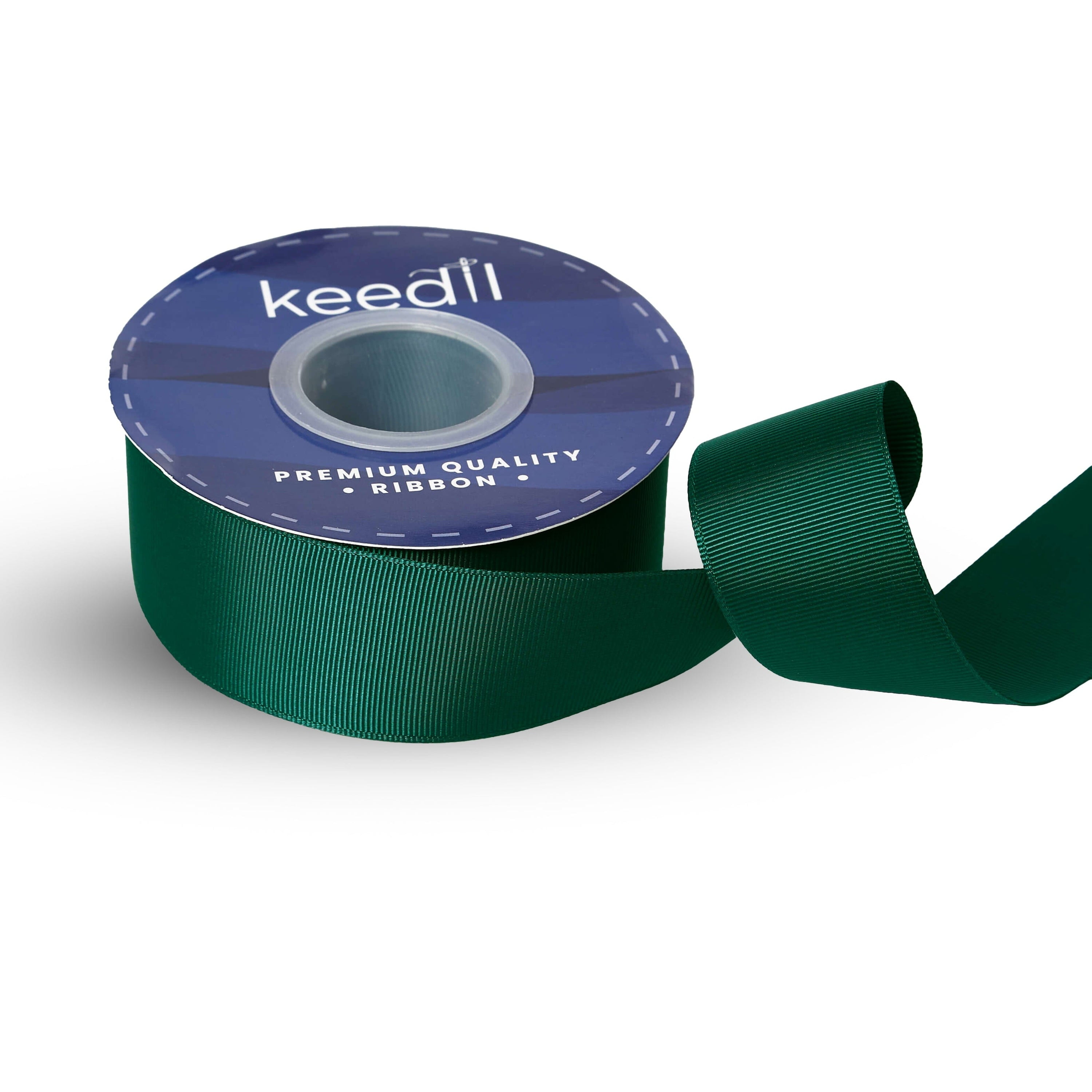 Keedil Grosgrain Taffeta Polyester Ribbon For Gift Wrapping, Bows, Sewing, Crafting, Hair Accessories, & Décor - (Forest Green, 1.5 Inches Wide, 50 Yards, 3 Pack)